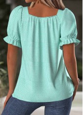 Mint Green tops,Plain Color tops,ROTITA Mint Green Square Neck Short Sleeve T Shirt
