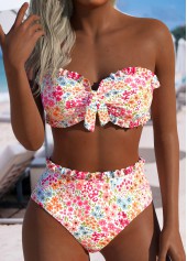ensemble de bikini taille moyenne à imprimé floral rose Rotita