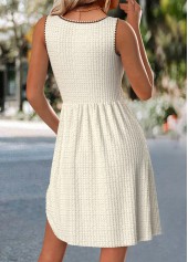 Beige dresses,Plain Color dresses,Everyday dresses,Casual dresses,ROTITA Beige Short Round Neck Sleeveless Dress
