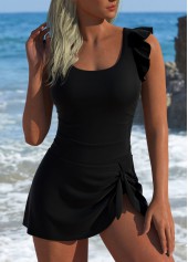 maillot de bain une pièce noir à volants