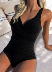 Black swimwear,Plain Color swimwear,Black High Elasticity One Piece Swimwear