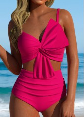 pinkfarbenes Bikini-Set mit hohem Bund