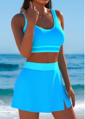 Sky Blue swimwear,Contrast Color swimwear,Sky Blue High Waisted Bikini Set