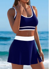 Royal Blue swimwear,Contrast Color swimwear,Thigh Slimmer Royal Blue High Waisted Bikini Set