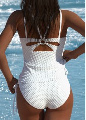 White swimwear,Plain Color swimwear,ROTITA White High Waisted V-Neck Tankini Set