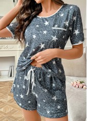 Blackish Green loungewear,Galaxy loungewear,Star Print Blackish Green Lounge Top and Shorts