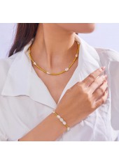 Halskette und Armband aus goldenen Rocailles-Perlen