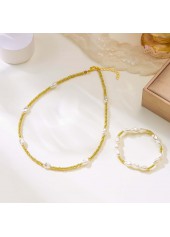 Golden jewelry,Other jewelry,Golden Seed Beads Necklace and Bracelet