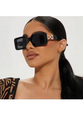 Lunettes de soleil en plastique patchwork à motif carré noir