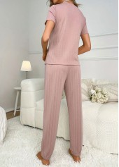 Pink loungewear,Heart loungewear,Heart Print Pink Round Neck Lounge Top and Pants