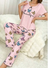 Pink loungewear,Animal Print loungewear,Animal Print Pink Round Neck Lounge Top and Pants