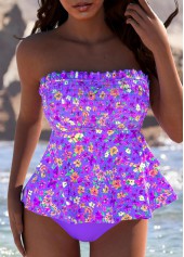 Rotita – Tankini-Set mit mittelhohem Bund und Blumenmuster in Hellviolett