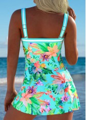 Mint Green swimwear,Plants swimwear,ROTITA Mint Green Tropical Plants Print High Waisted Tankini Set