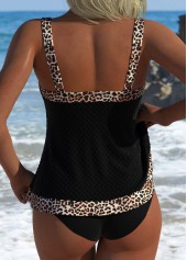 Black swimwear,Leopard swimwear,Animal Print swimwear,ROTITA Black Leopard Mid Waisted Tankini Top