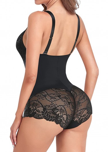 Black intimates,Plain Color intimates,Black High Waisted Lace Full Body Shaper