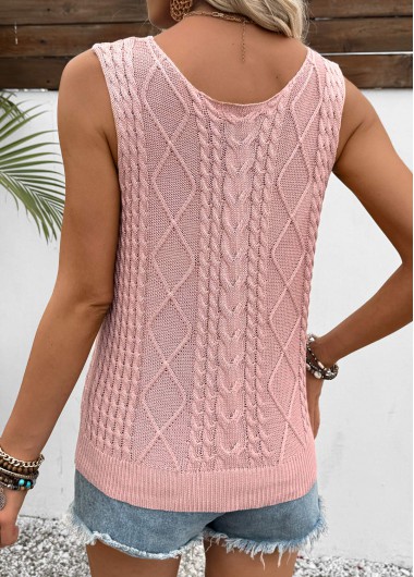 Pink tops,Plain Color tops,Pink V Neck Sleeveless Tank Top