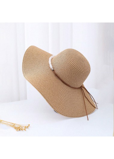 Light Camel accessories,Plain Color accessories,Light Camel Color Pearl Detail Visor Hat