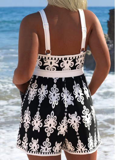 Black swimwear,Tribal swimwear,ROTITA Black Tribal Print One Piece Swimwear