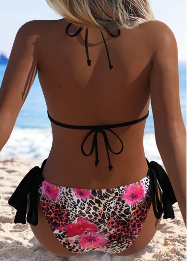Black swimwear,Leopard swimwear,Animal Print swimwear,ROTITA Black Leopard Mid Waisted Bikini Set