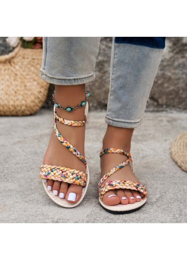 Multi Color shoes,Contrast Color shoes,Multi Color Canvas Peep Toe Falt