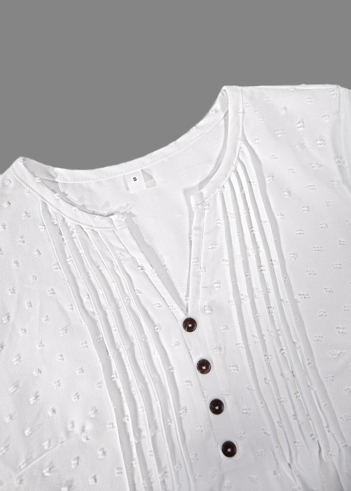 White tops,Plain Color tops,ROTITA Embroidery White Split Neck Short Sleeve T Shirt