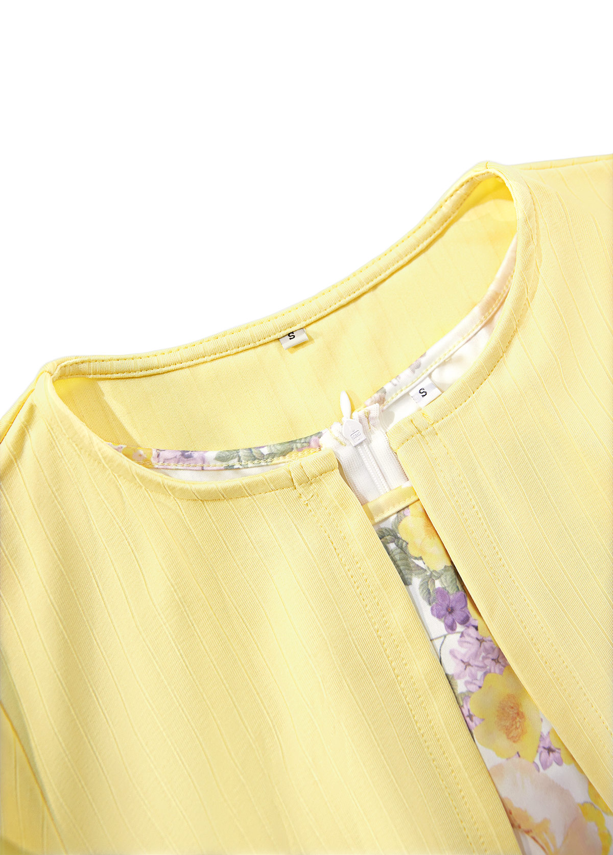 Light Yellow dresses,Floral dresses,Plants dresses,Everyday dresses,Casual dresses,ROTITA Two Piece Floral Print Light Yellow Dress and Cardigan