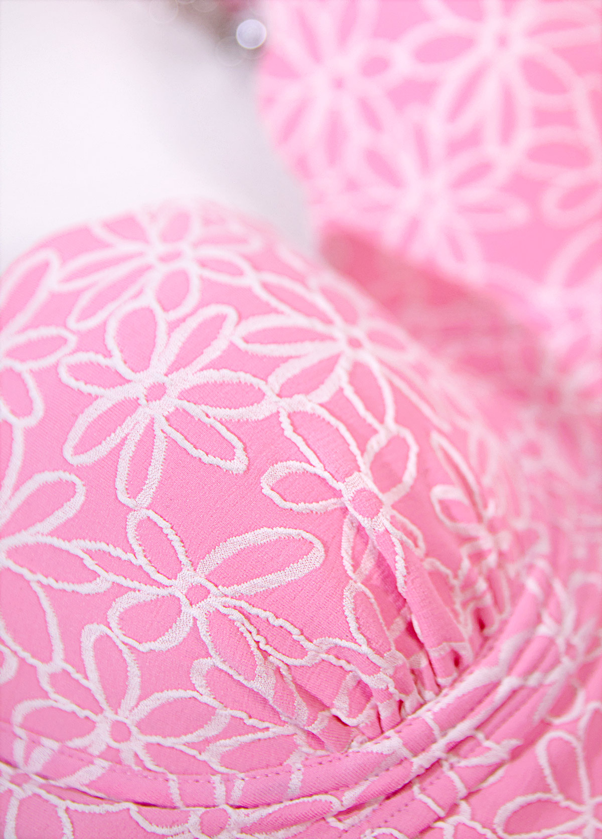 Pink swimwear,Plain Color swimwear,ROTITA Square Neck Jacquard Pink One Piece Swimdress