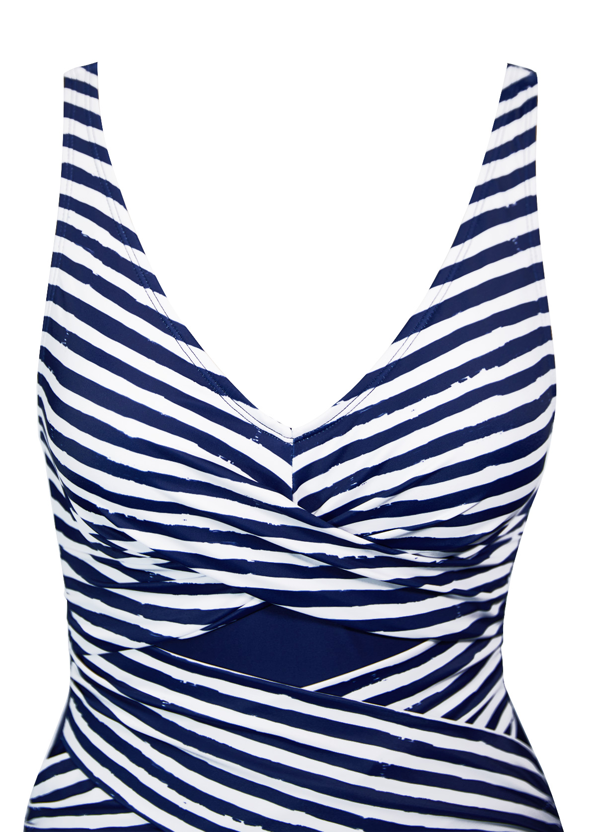 Navy swimwear,Striped swimwear,Geometric swimwear,ROTITA Criss Cross Navy Striped One Piece Swimwear