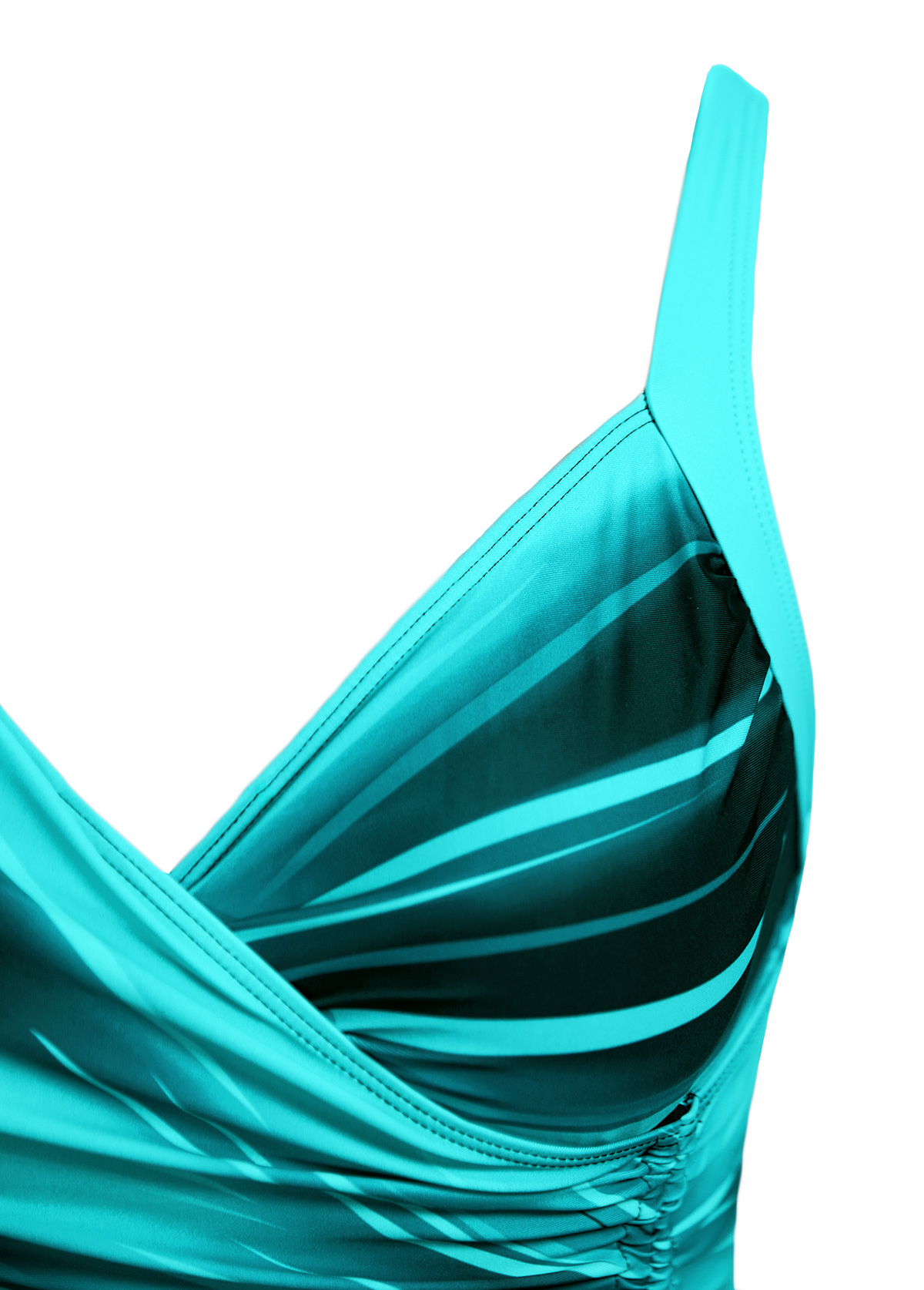 Cyan swimwear,Black swimwear,Ombre swimwear,ROTITA Drawstring Cyan Ombre One Piece Swimdress