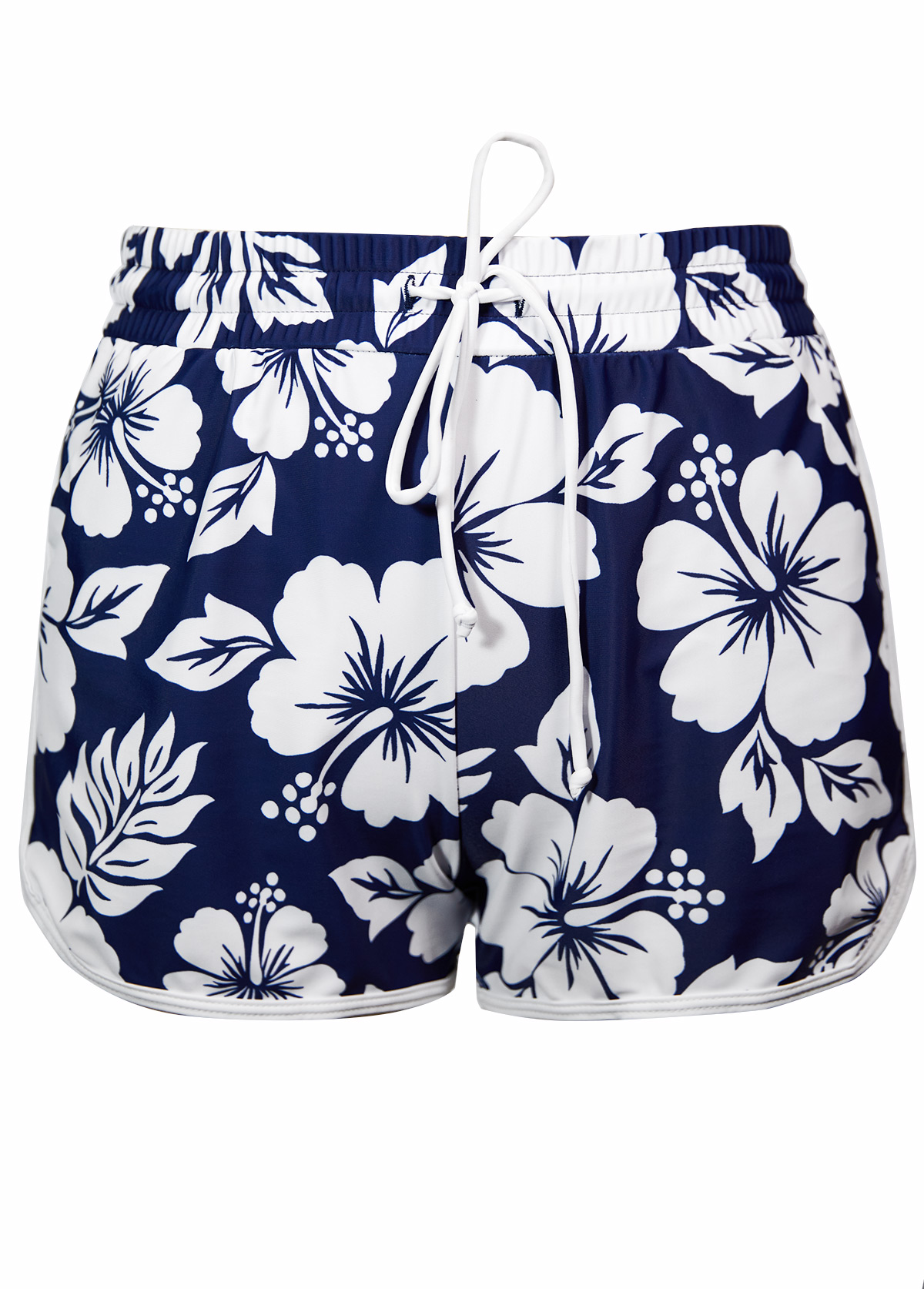 Blue swimwear,Floral swimwear,Plants swimwear,ROTITA Contrast Binding Blue Floral Print Mid Waisted Tankini Set