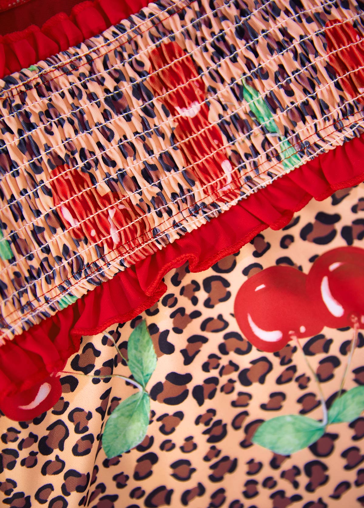Red swimwear,Leopard swimwear,Animal Print swimwear,ROTITA Two Piece Red Leopard Mid Waisted Tankini Set