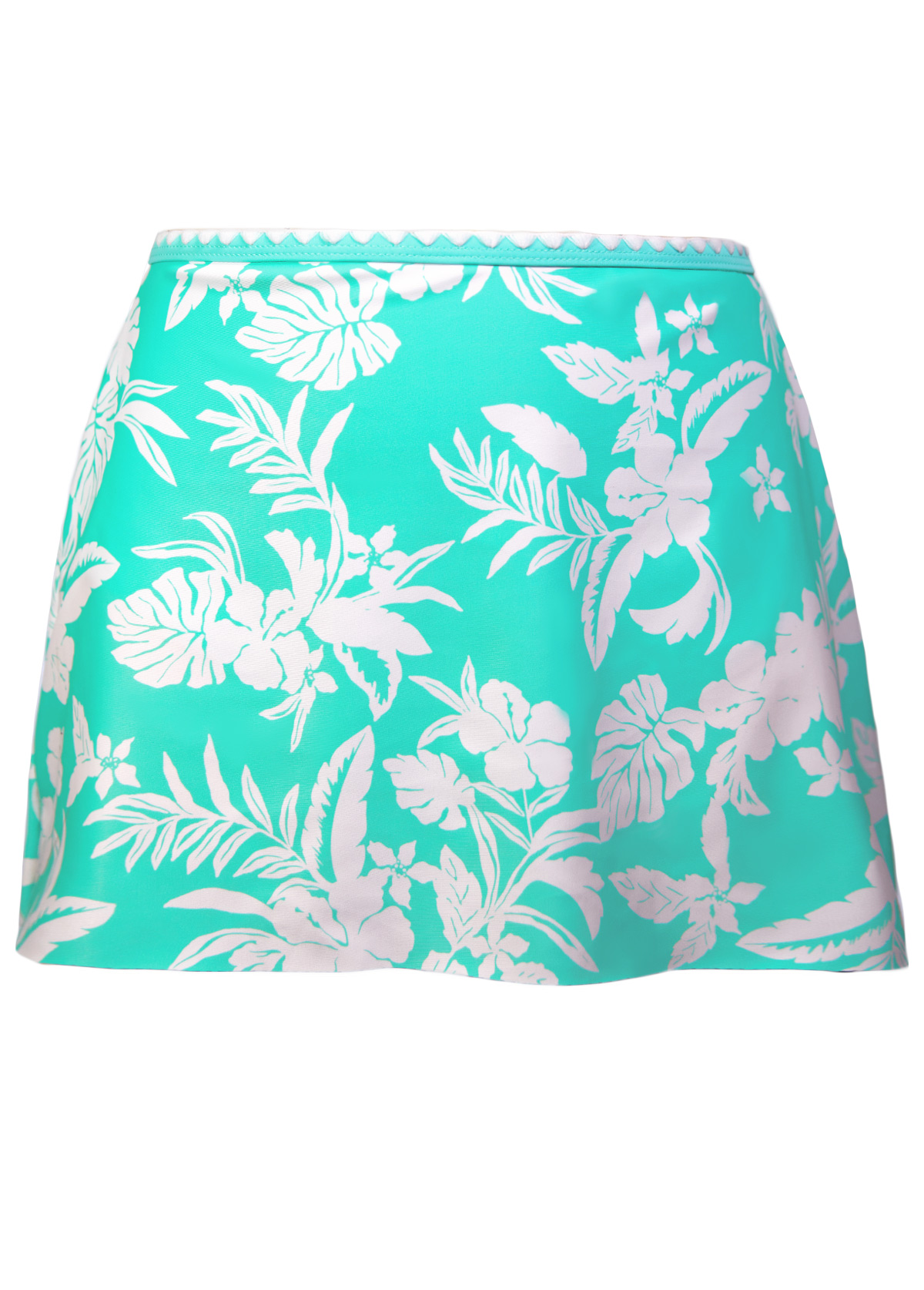 Cyan swimwear,Floral swimwear,Plants swimwear,ROTITA Cyan Floral Print Mid Waisted Tankini Set