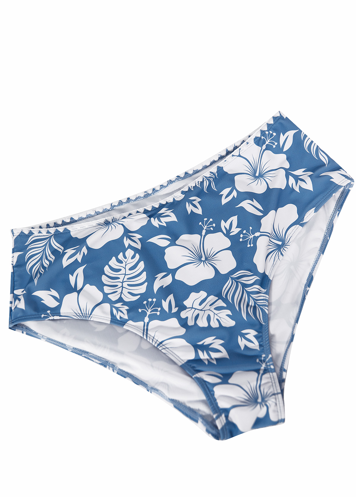 Dusty Blue swimwear,Floral swimwear,Plants swimwear,ROTITA Two Piece Dusty Blue Floral Print Tankini Set