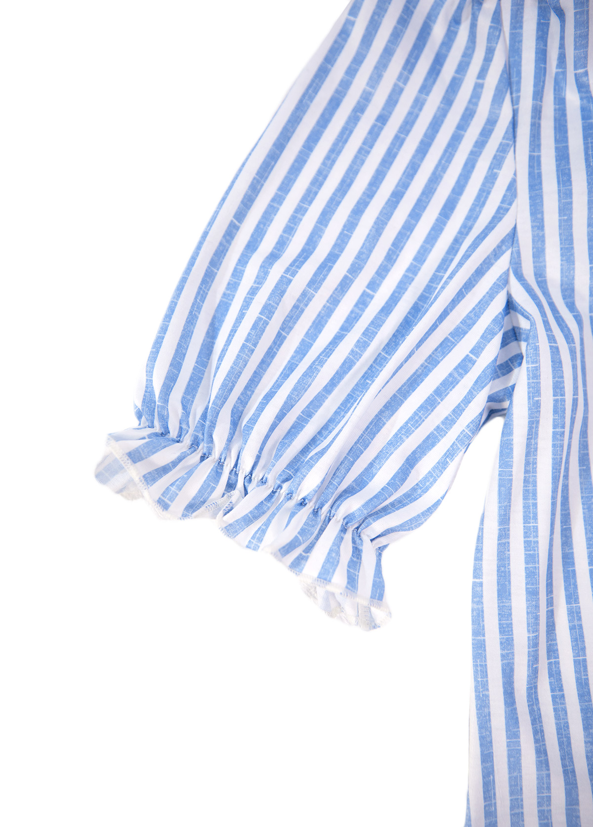 Blue tops,Striped tops,Geometric tops,ROTITA Split Striped Blue Short Sleeve Blouse