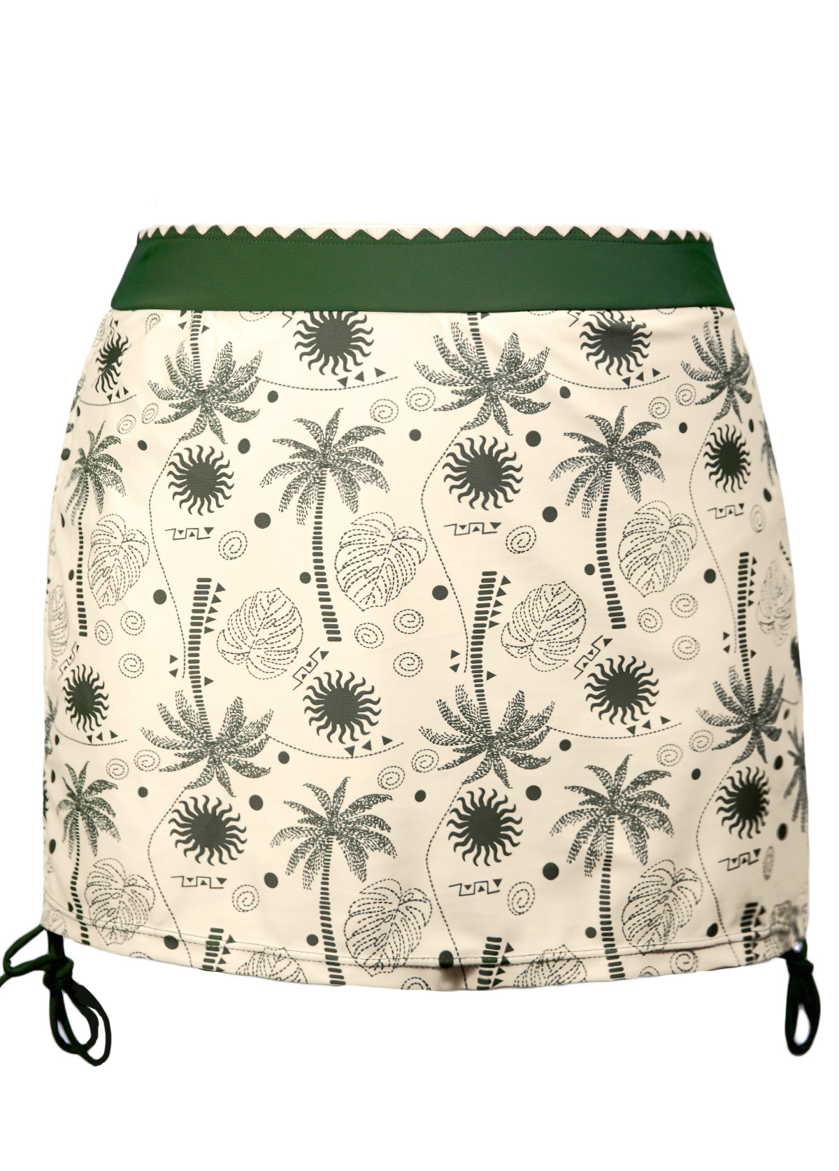 Beige swimwear,Plants swimwear,ROTITA Beige Tropical Plants Print Mid Waisted Tankini Set