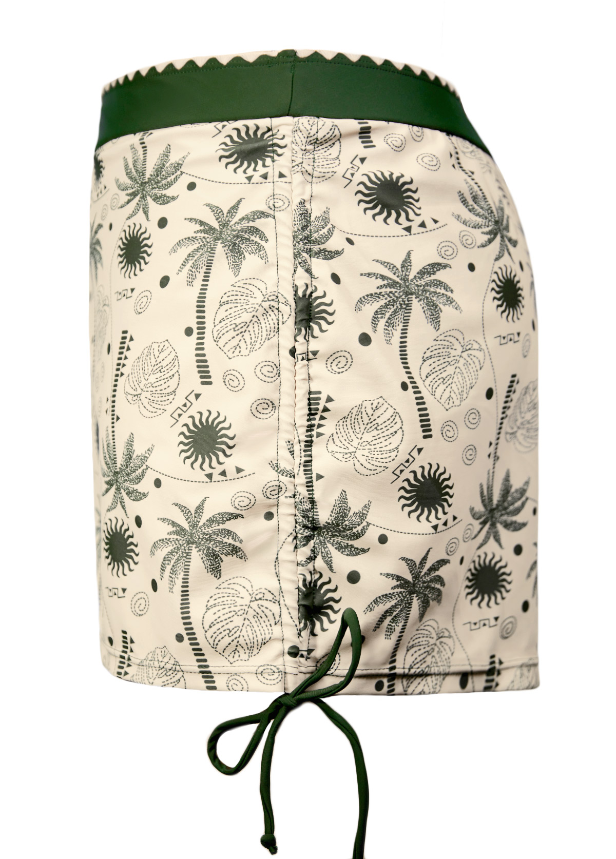 Beige swimwear,Plants swimwear,ROTITA Beige Tropical Plants Print Mid Waisted Tankini Set