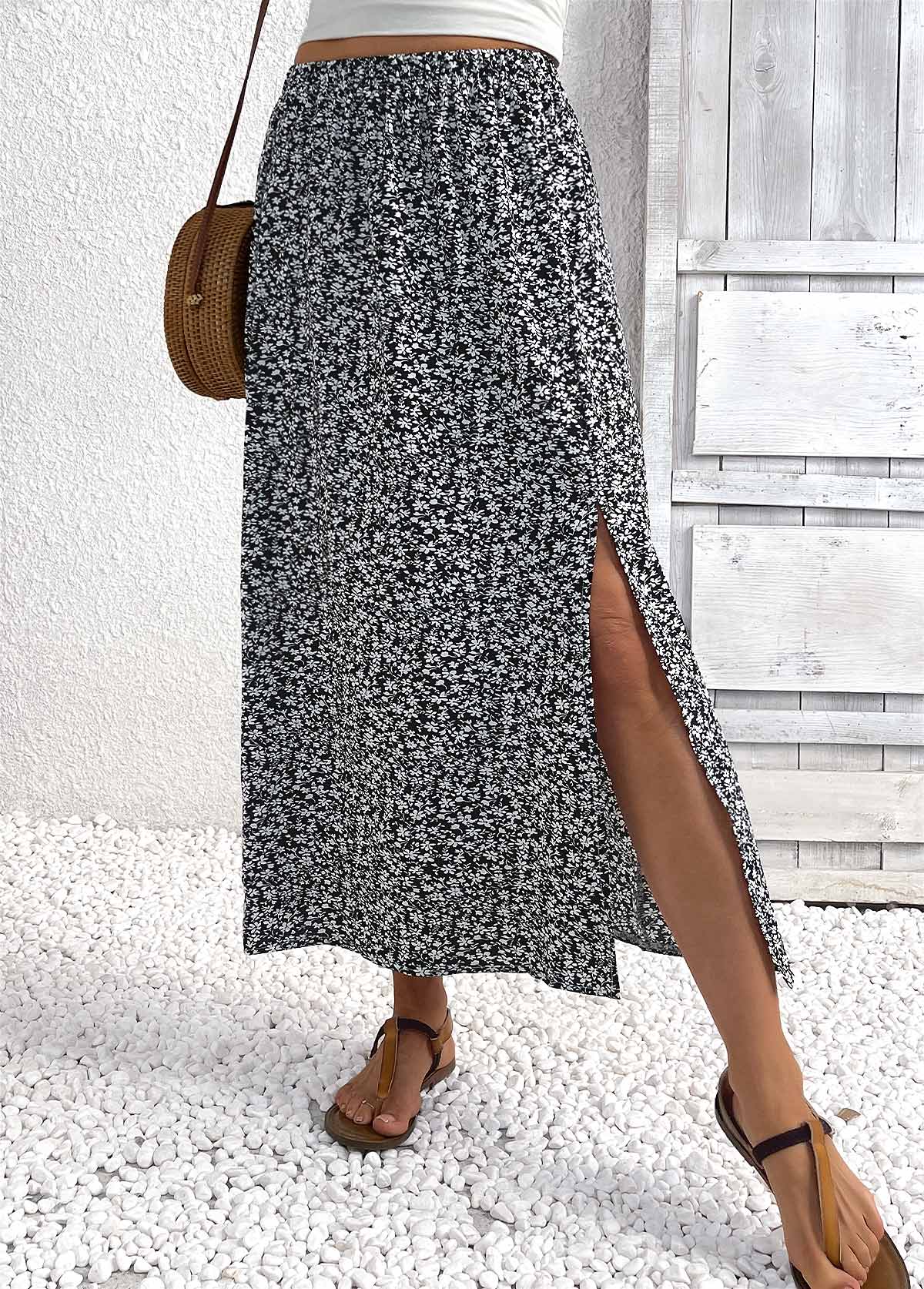 Black bottoms,Other bottoms,Black Maxi Elastic Waist A Line Skirt