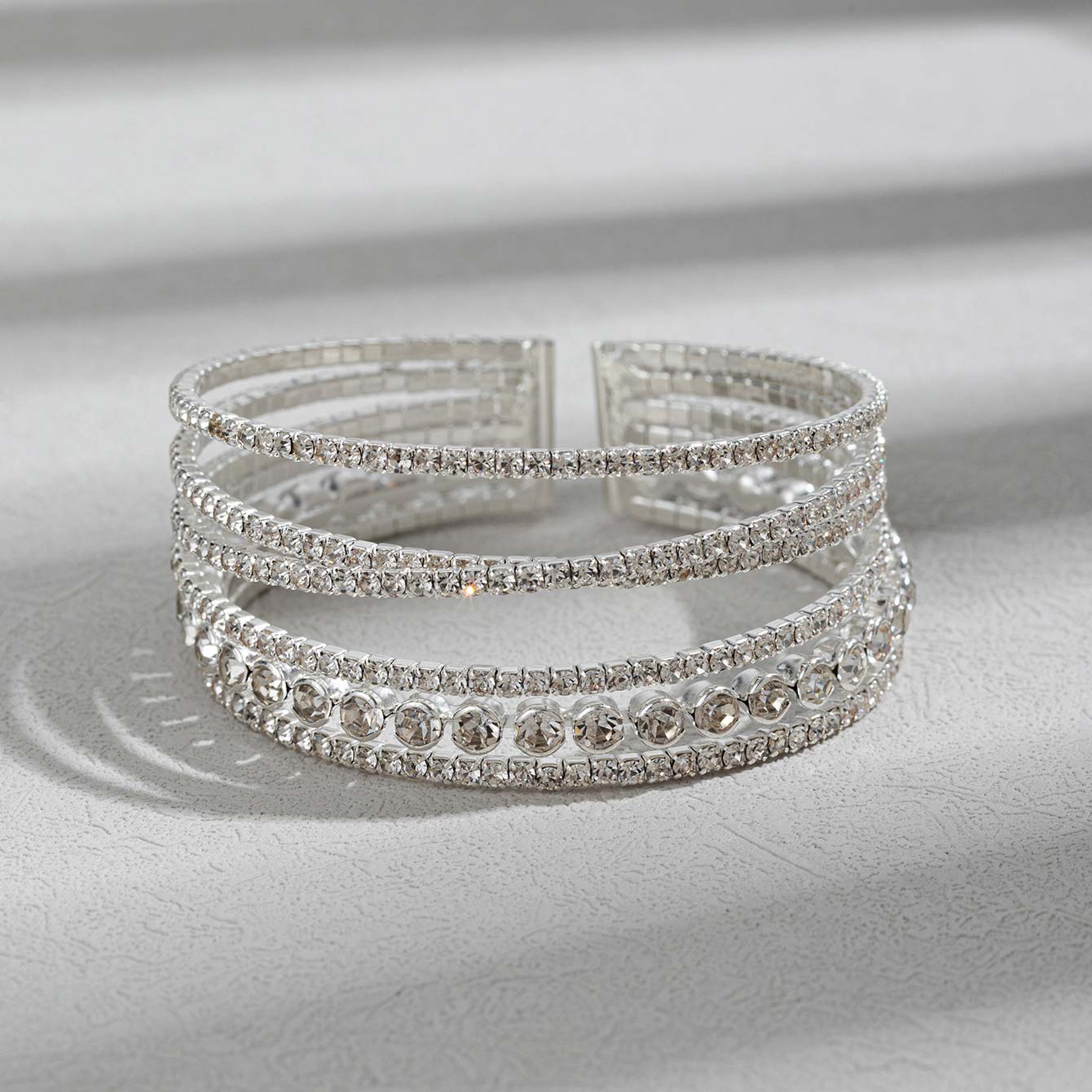 Silver jewelry,Silver Color Rhinestones Copper Material Bangle