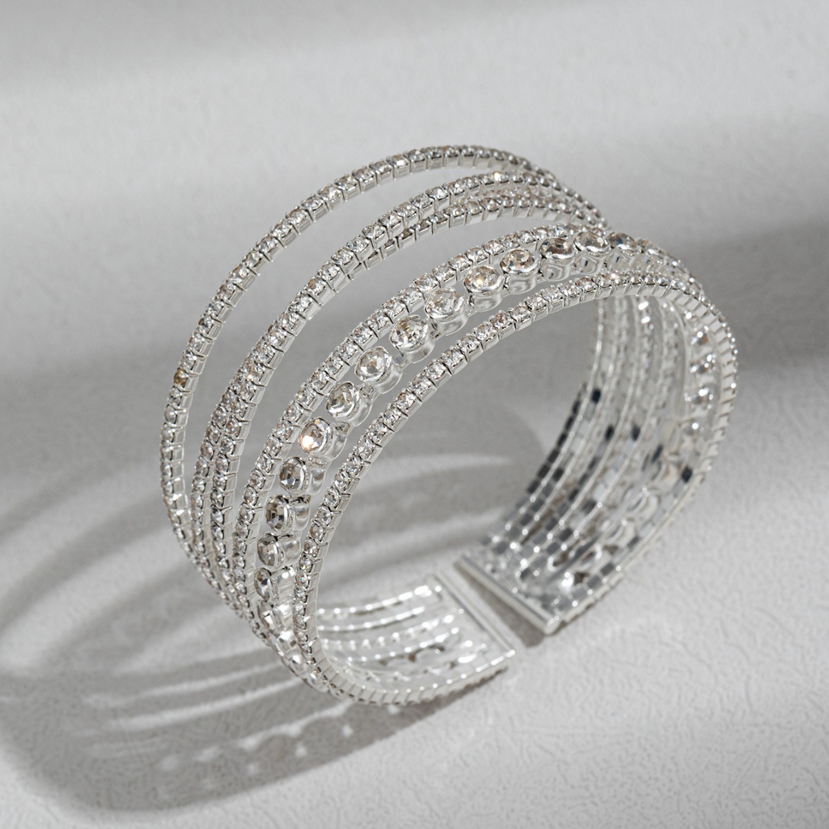 Silver jewelry,Silver Color Rhinestones Copper Material Bangle
