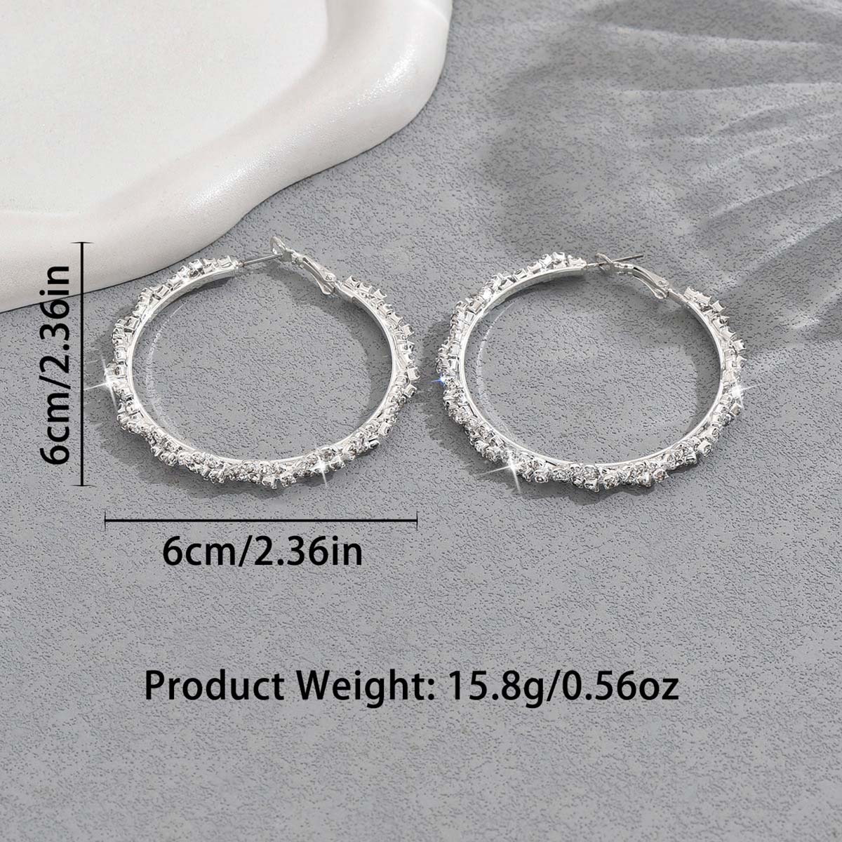 Silver jewelry,Silver Color Round Copper Detail Earrings