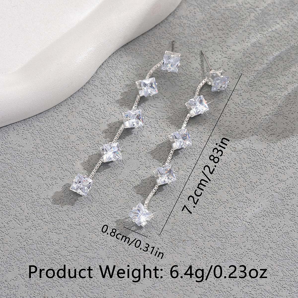 Silver jewelry,Silver Color Square Copper Material Earrings