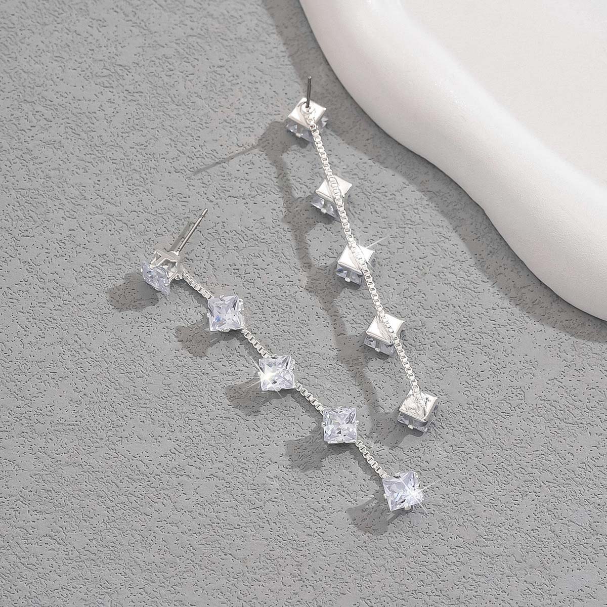 Silver jewelry,Silver Color Square Copper Material Earrings