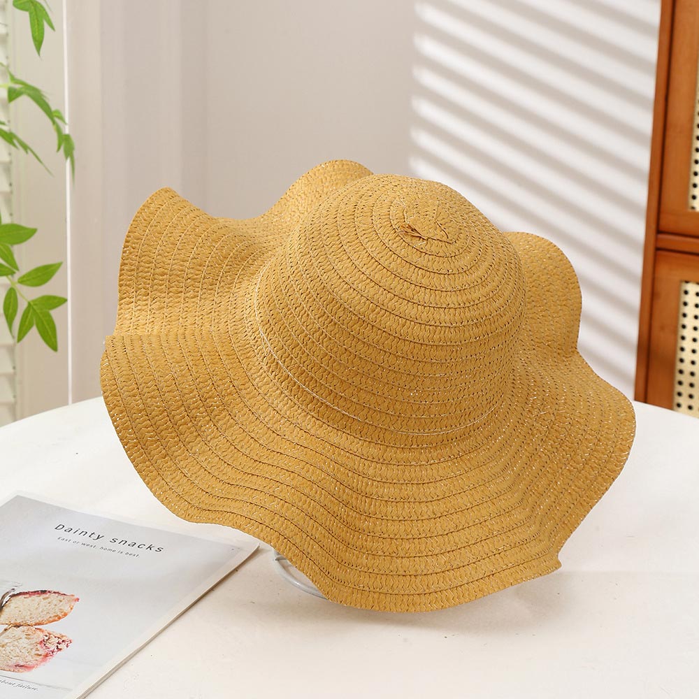 Gold accessories,Plain Color accessories,Gold Color Brim Straw Visor Hat