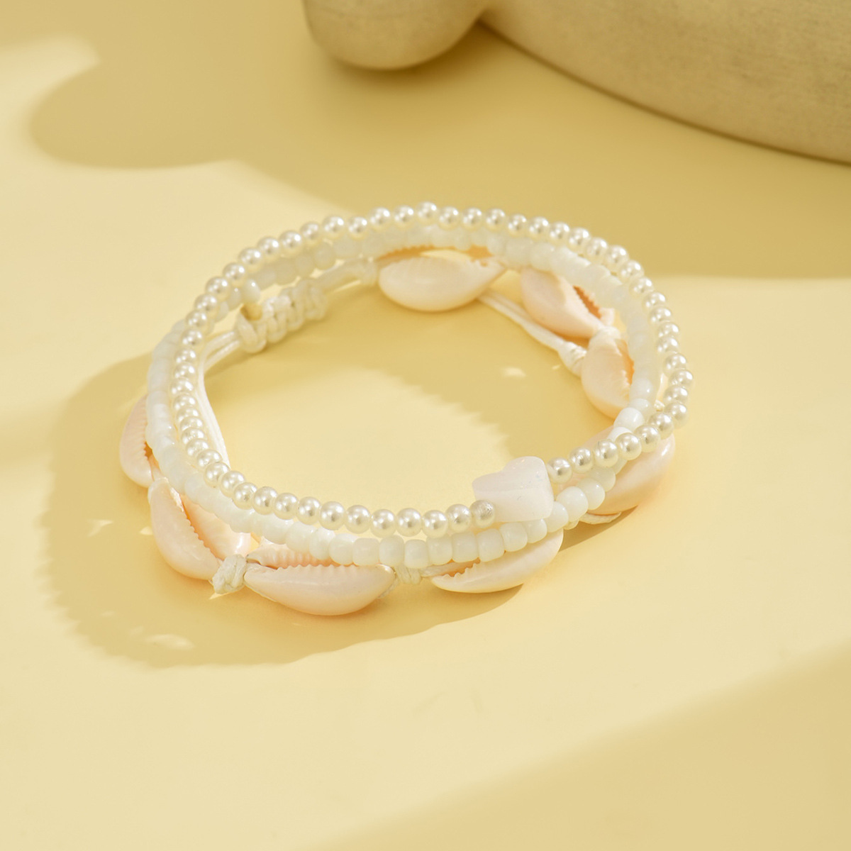 White jewelry,Heart jewelry,Shell White Heart Alloy Anklet Set