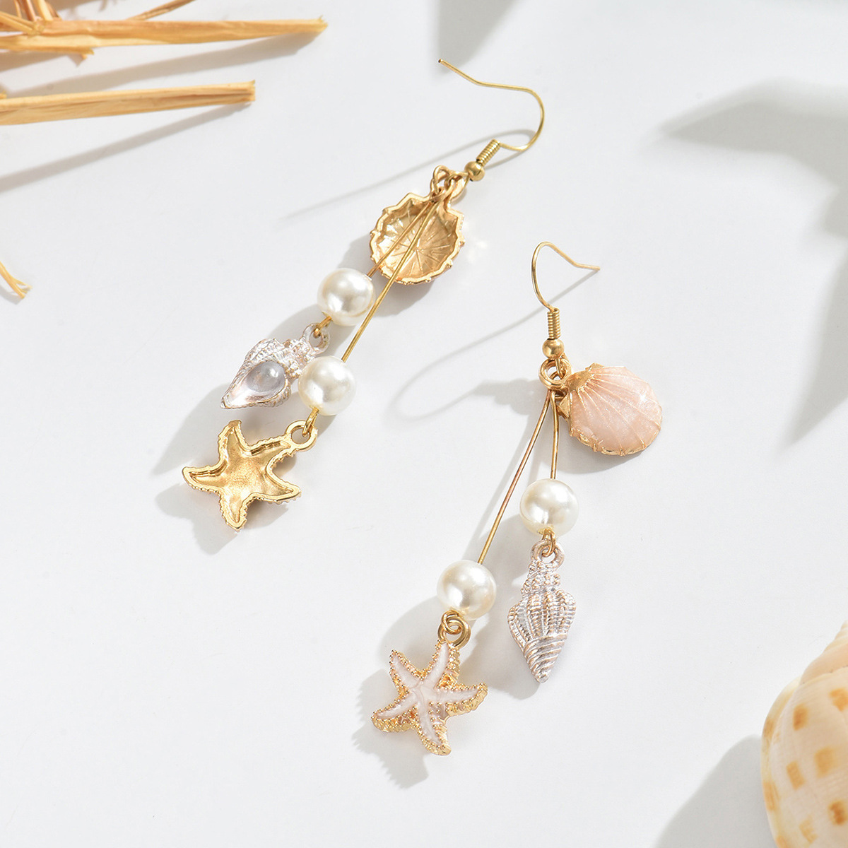 Dusty Pink jewelry,Animal Print jewelry,Shell Dusty Pink Pearl Alloy Earrings