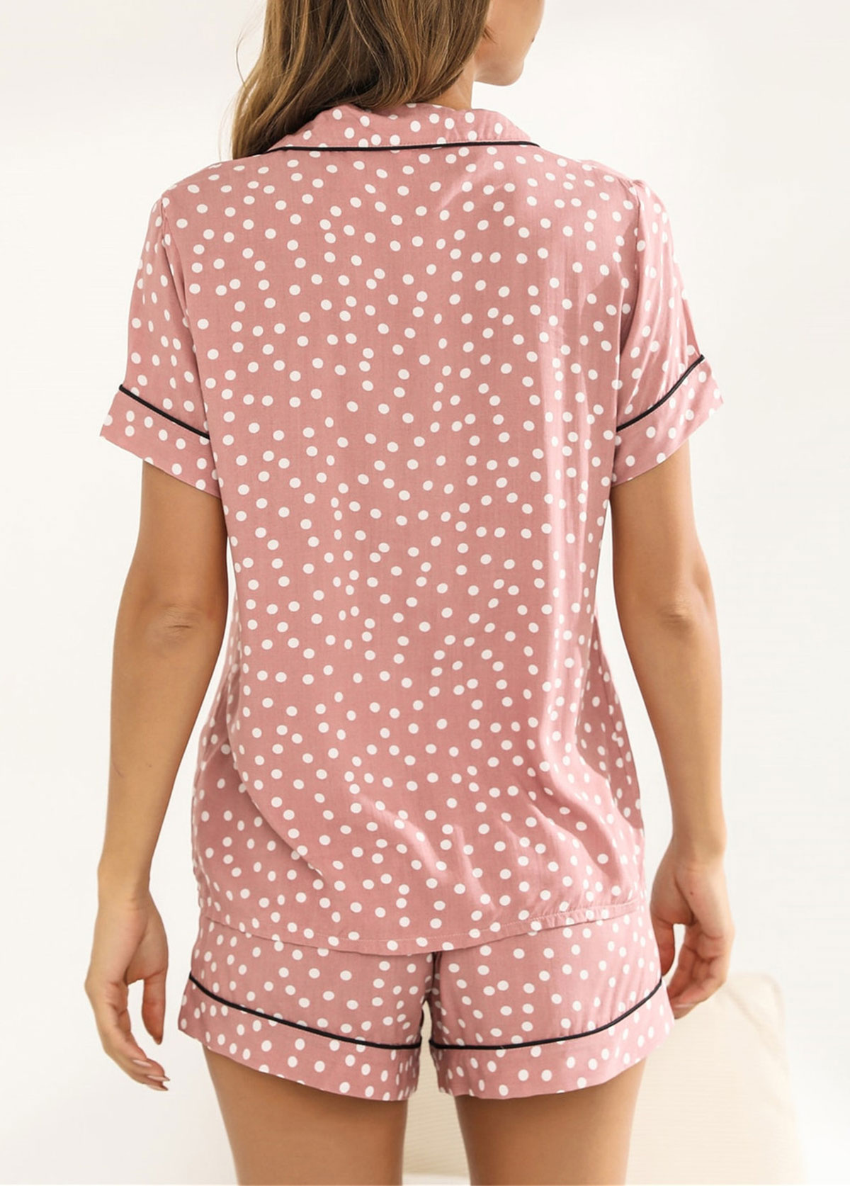 Light Pink loungewear,Dot loungewear,Polka Dot Light Pink Lounge Top and Shorts