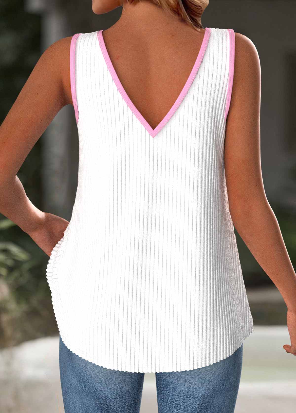 White tops,Floral tops,Plants tops,ROTITA Floral Print White V Neck Strappy Tank Top