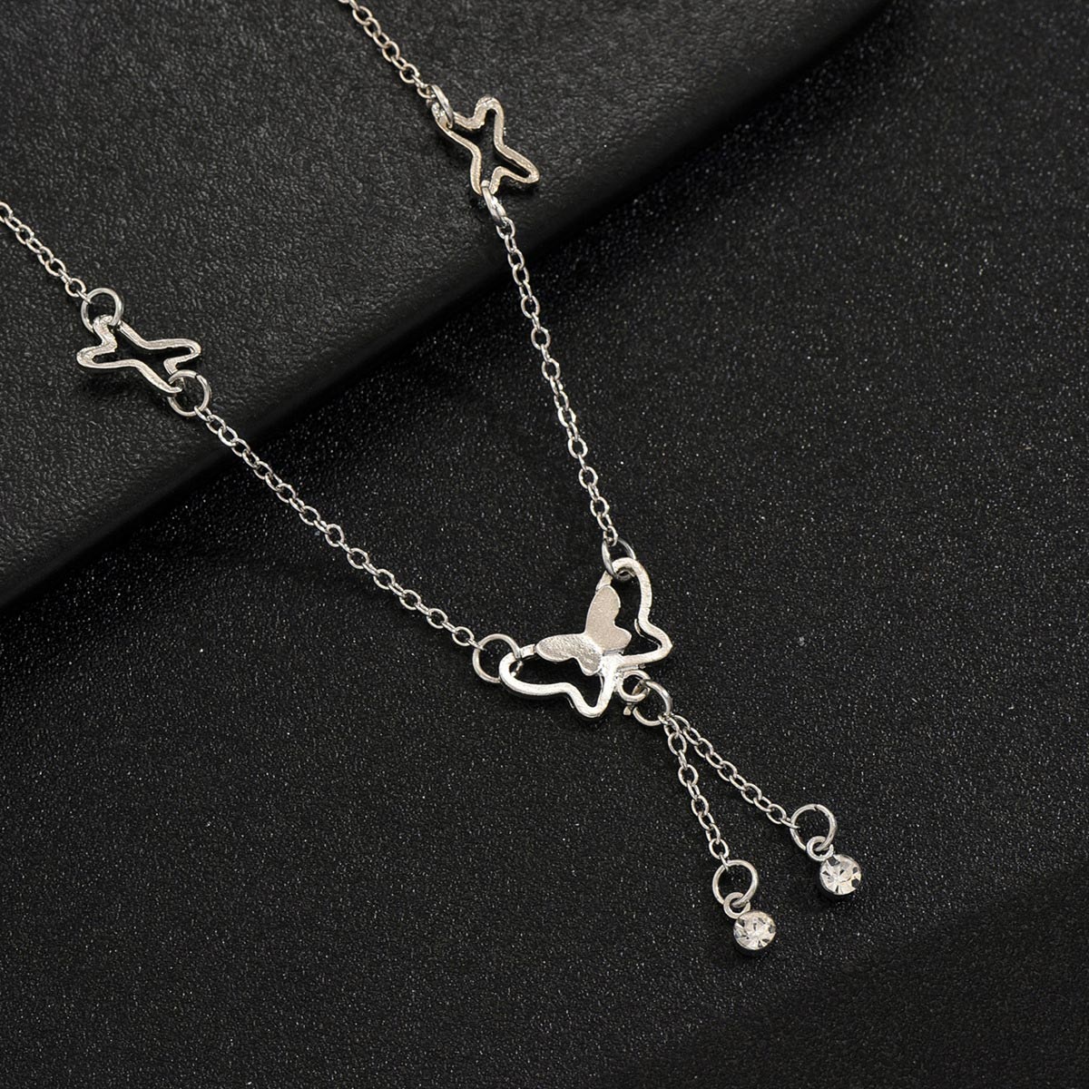 Silver jewelry,Silver Color Butterfly Iron Detail Anklet