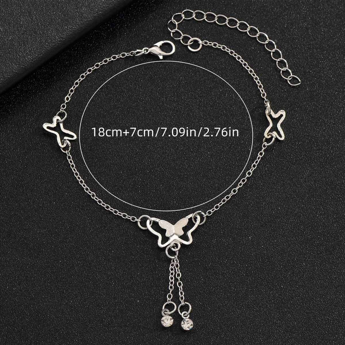 Silver jewelry,Silver Color Butterfly Iron Detail Anklet