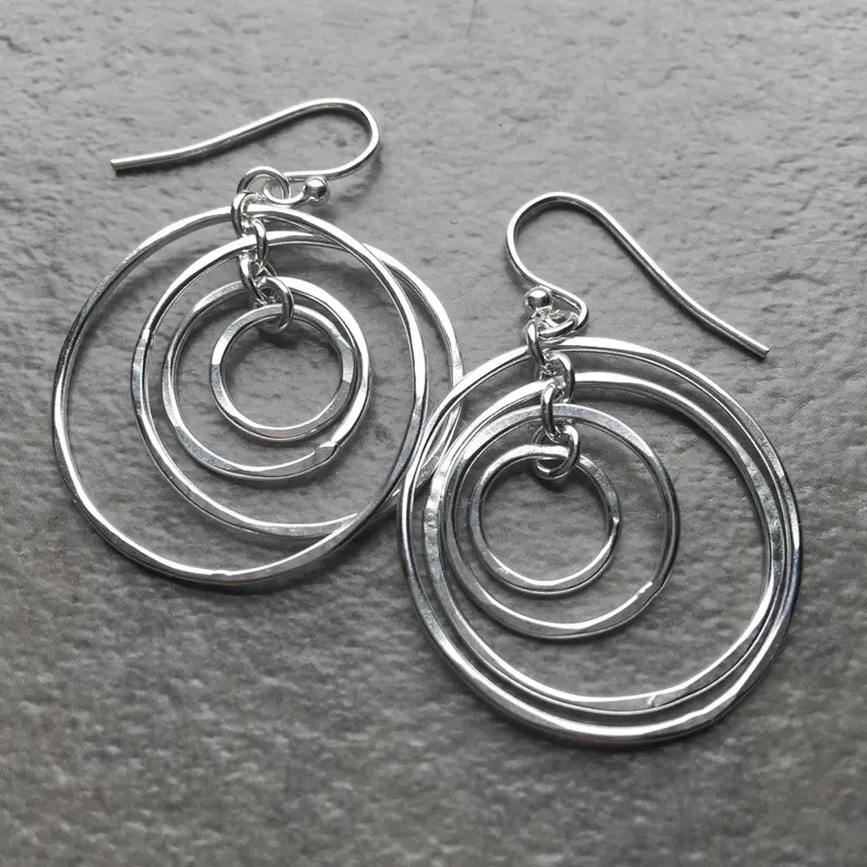 Silver jewelry,Silver Color Round Alloy Detail Earrings